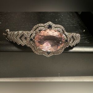 Synthetic Morganite Gem Silver S925 Bracelet